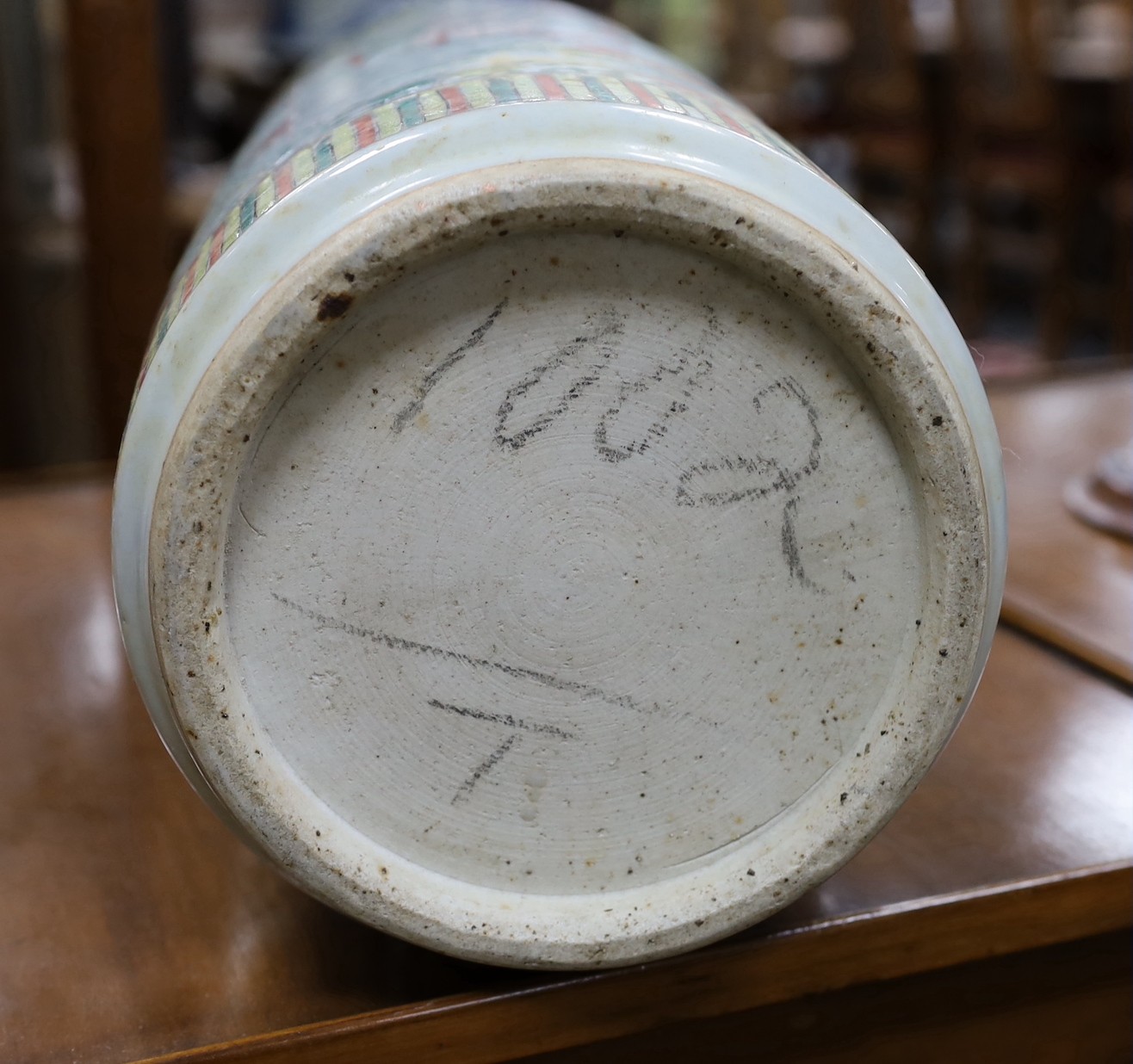 A Chinese famille verte stick stand, 44cm